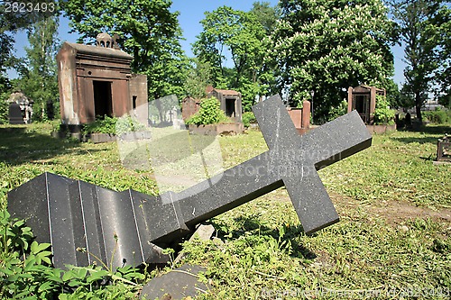 Image of  felled grave cross