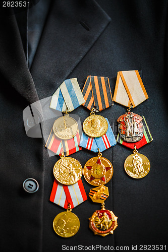 Image of Anniversary medals of a victory in the Great Patriotic War on a 
