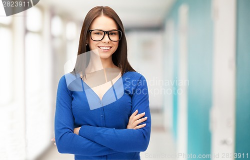 Image of businesswoman or student at school or office