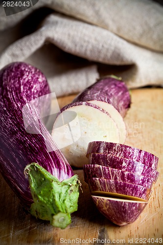 Image of two fresh eggplants 