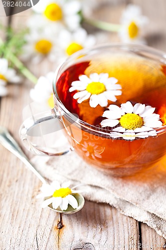 Image of cup of tea with chamomile flowers