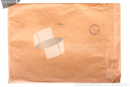 Image of Yellow vintage envelope isolated on white