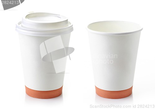Image of two paper take away coffee cups