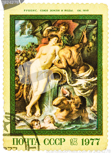 Image of Postage stamp printed in Russia, shows a painting by Rubens from