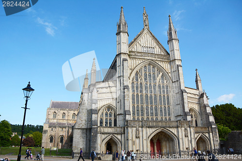 Image of West facade of Winchester Cathedral, England