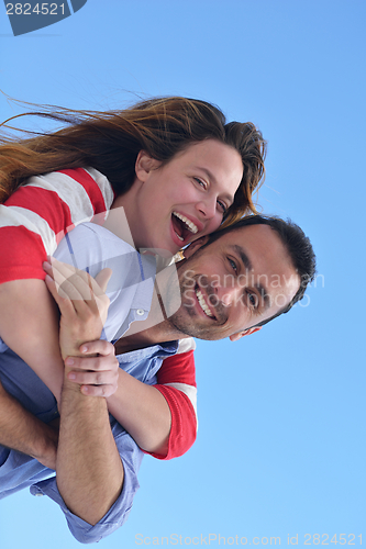 Image of happy young romantic couple have fun relax