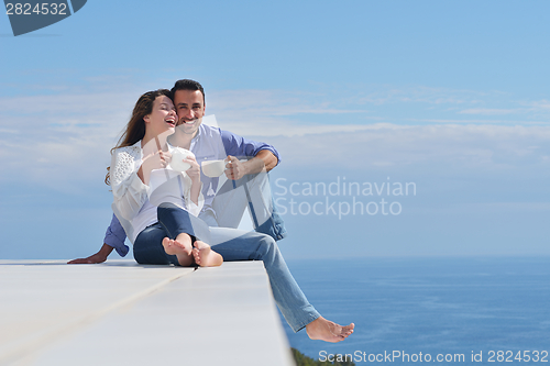 Image of happy young romantic couple have fun relax