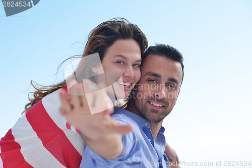 Image of happy young romantic couple have fun relax