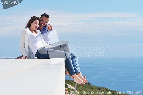 Image of happy young romantic couple have fun relax