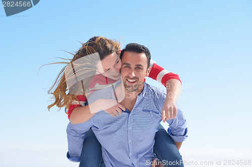 Image of happy young romantic couple have fun relax