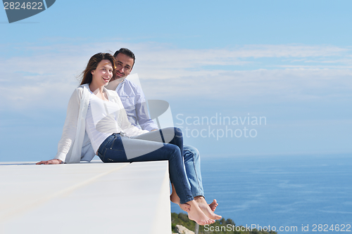 Image of happy young romantic couple have fun relax