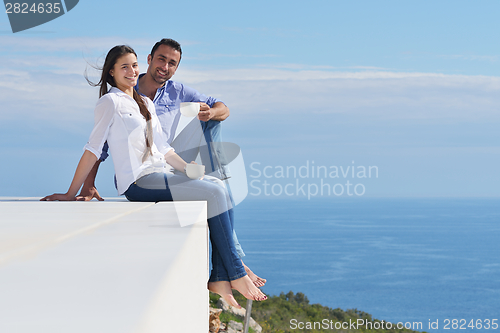Image of happy young romantic couple have fun relax