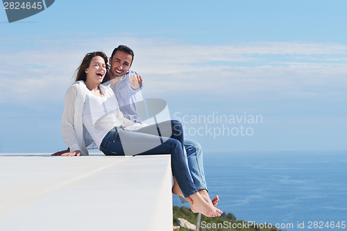 Image of happy young romantic couple have fun relax