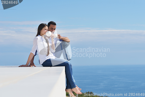 Image of happy young romantic couple have fun relax