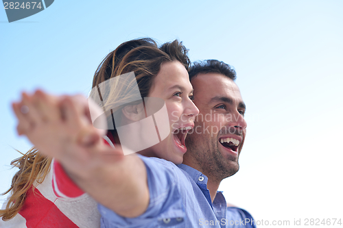 Image of happy young romantic couple have fun relax