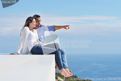 Image of happy young romantic couple have fun relax
