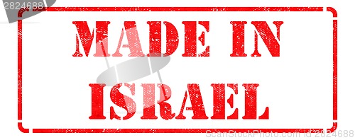 Image of Made in Israel - inscription on Red Rubber Stamp.