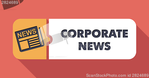 Image of Corporate News on Scarlet in Flat Design.