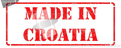 Image of Made in Croatia - inscription on Red Rubber Stamp.