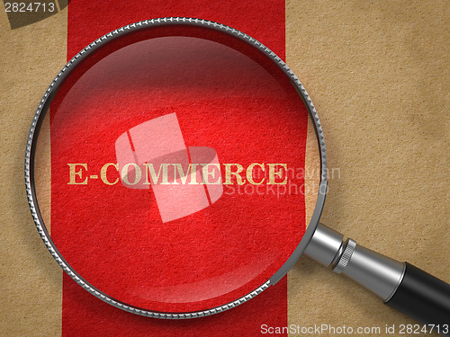 Image of E-Commerce Magnifying Glass on Old Paper.