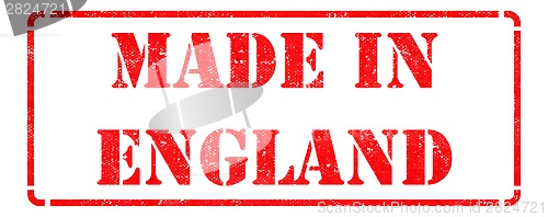 Image of Made in England - inscription on Red Rubber Stamp.