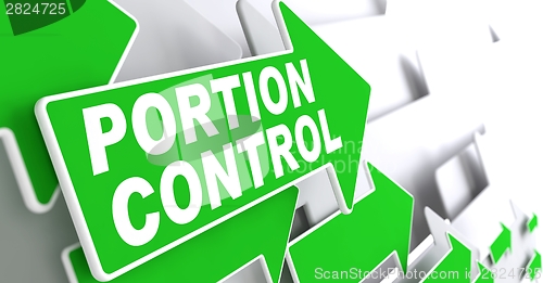 Image of Portion Control on Green Direction Arrow Sign.