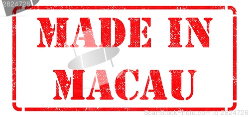 Image of Made in Macau - inscription on Red Rubber Stamp.
