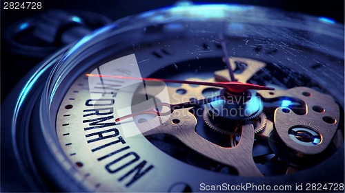 Image of Information on Pocket Watch Face. Time Concept.