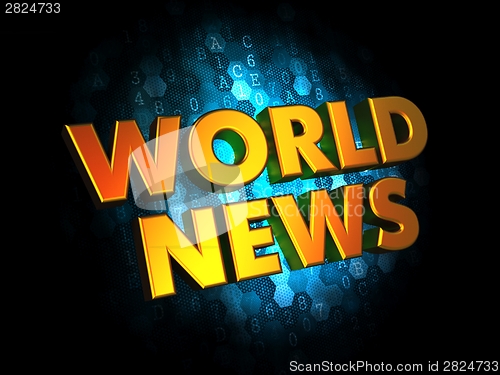 Image of World News - Gold 3D Words.