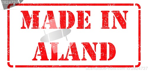 Image of Made in Aland - inscription on Red Rubber Stamp.