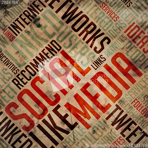 Image of Social Media  - Grunge Wordcloud Concept.