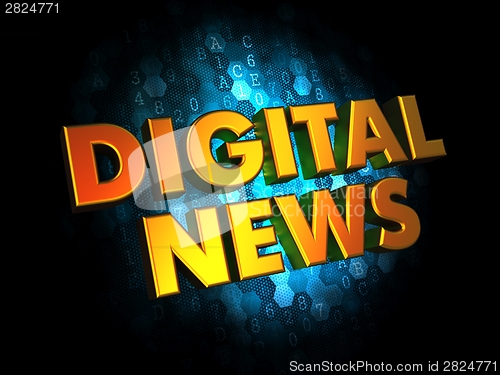 Image of Digital News - Gold 3D Words.