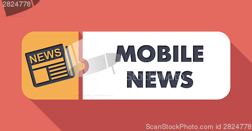 Image of Mobile News on Scarlet in Flat Design.