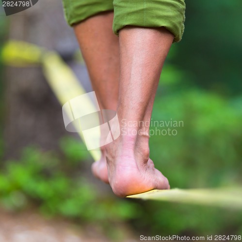 Image of Slack line in the nature.