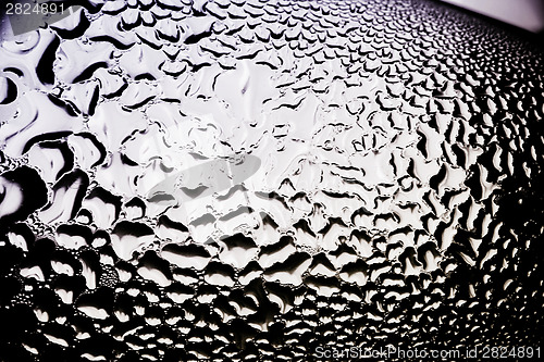 Image of Green drops of water - light from backside. Macro