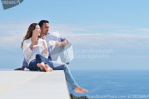 Image of happy young romantic couple have fun relax