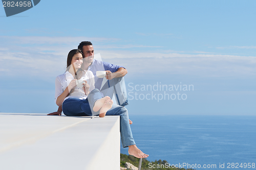Image of happy young romantic couple have fun relax