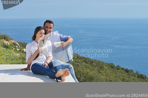 Image of happy young romantic couple have fun relax
