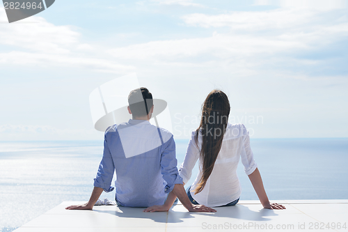 Image of happy young romantic couple have fun relax