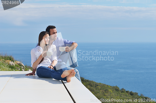 Image of happy young romantic couple have fun relax