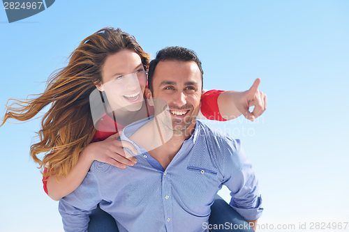 Image of happy young romantic couple have fun relax