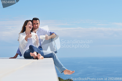 Image of happy young romantic couple have fun relax