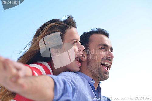 Image of happy young romantic couple have fun relax