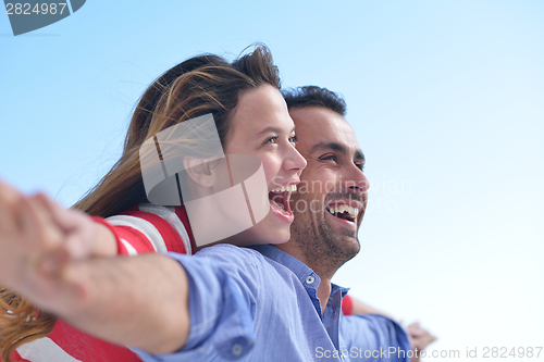 Image of happy young romantic couple have fun relax