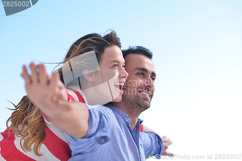 Image of happy young romantic couple have fun relax
