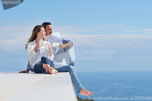 Image of happy young romantic couple have fun relax