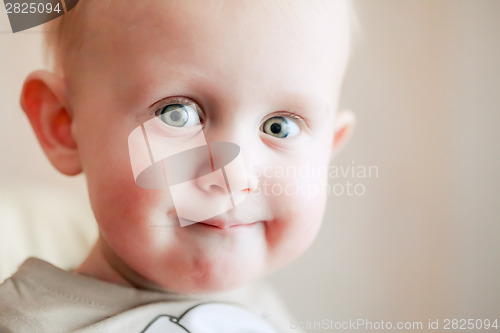 Image of Little child baby boy Close up portrait