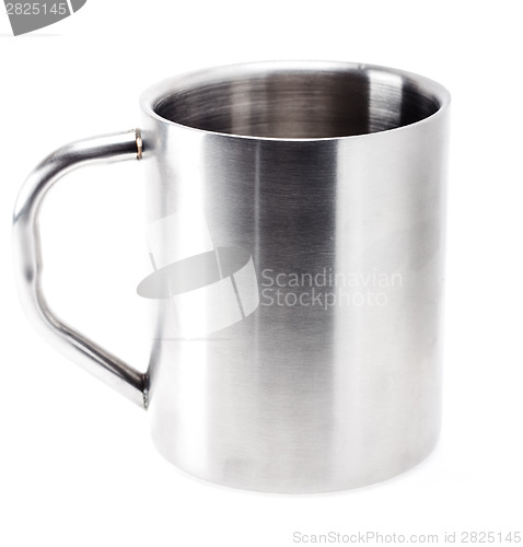 Image of Gray Metallic Cup On White Background