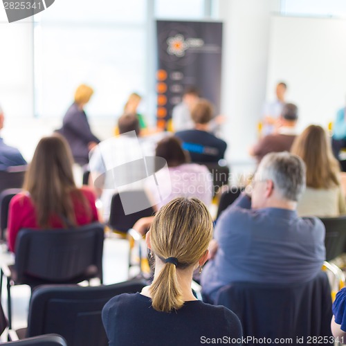 Image of Round table discussion at Business convention.