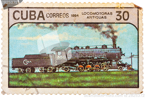 Image of Postage stamps printed in CUBA shows trains and locomotives